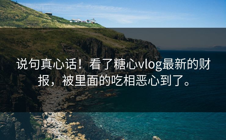 说句真心话！看了糖心vlog最新的财报，被里面的吃相恶心到了。